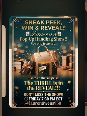 's Pop-Up Handbag Show - Gold Party Poster
